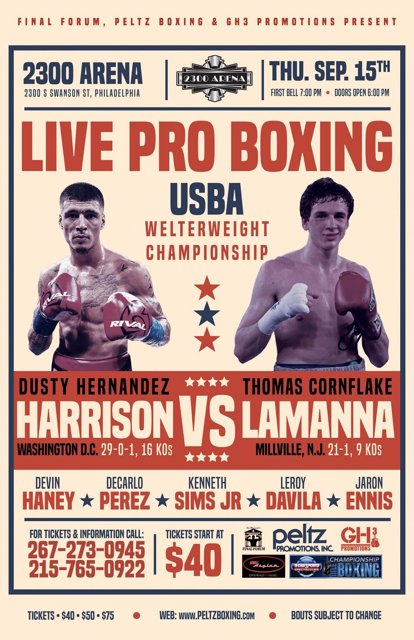 Thomas “Cornflake” Lamanna & Dusty Hernandez-Harrison Thursday in Philly Arena!